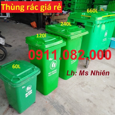 Thùng rác nhựa HDPE hàng mới về giá rẻ- thùng rác xanh, cam, vàng- lh 0911082000 Nhiên