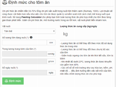 Hướng dẫn sử dụng Feeding Calculator
